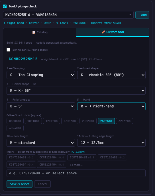 Custom tool builder