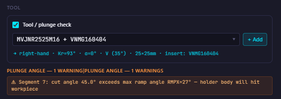 Plunge check warning